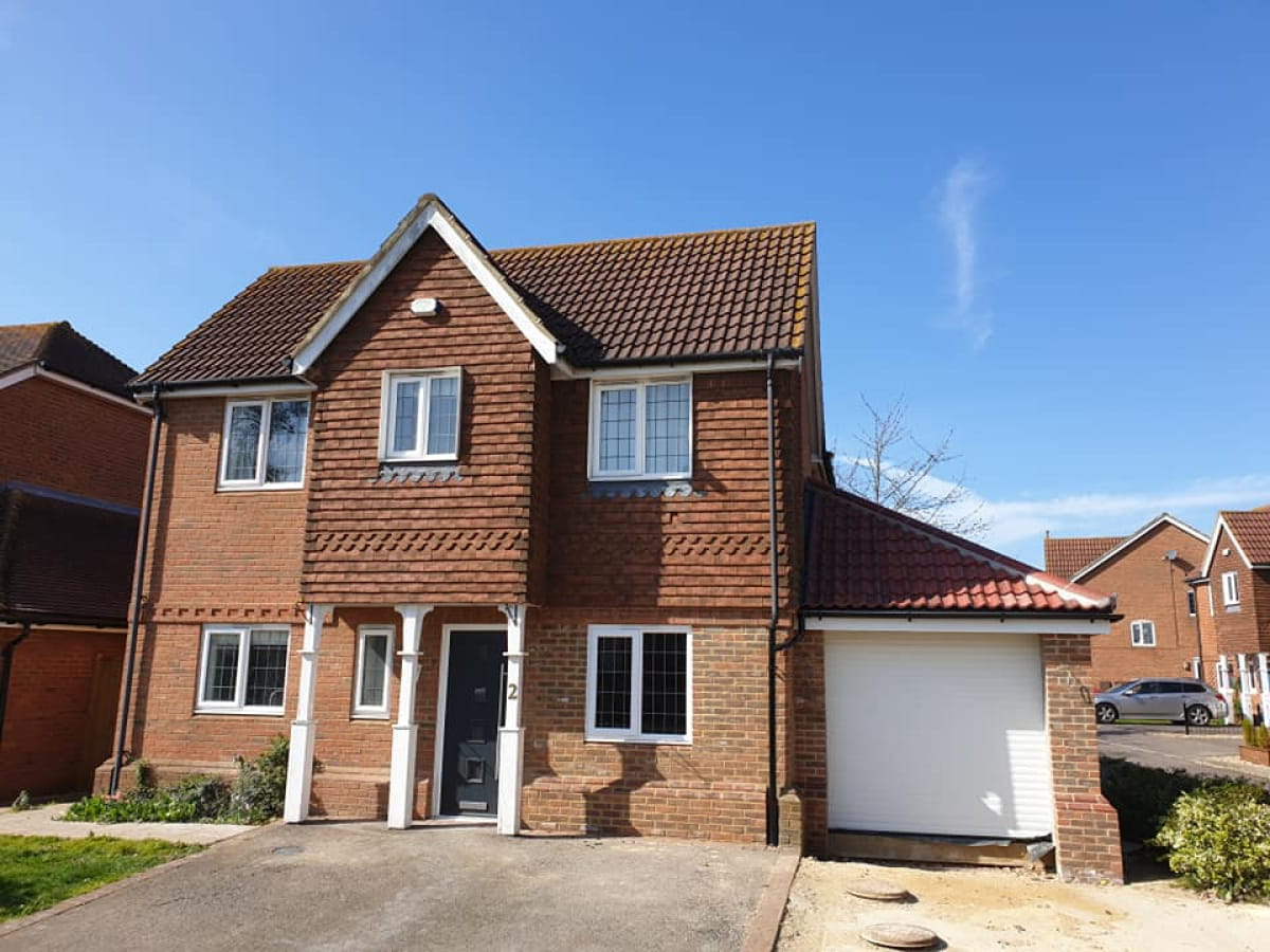 A finished garage extension on a home